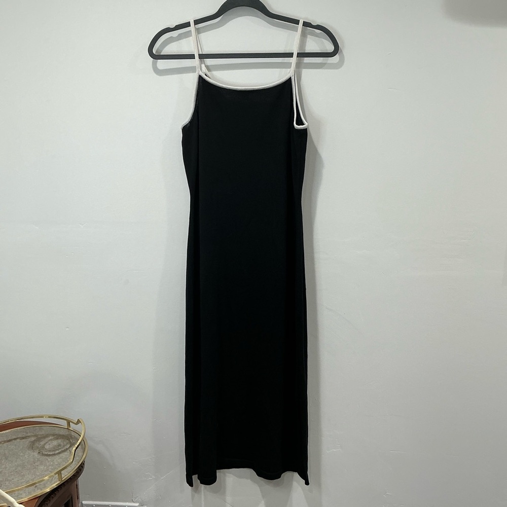 Vince Camuto Contrast Trim Sweater Straps Side Slit Midi Dress - Picture 5 of 7